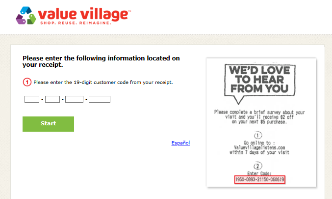 Value Village Listens 4 Digit Code Survey